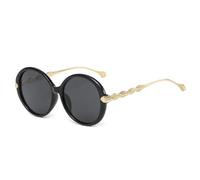 TVTBBVV Women Luxury Sunglasses Fashion Metal Large Frame Circular Shape Travel Uv400(Gold Gray)