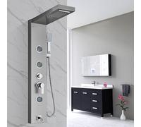 TVTIUO Brushed Shower Panel Tower with 5 Functions, Shower Panel Tower System,Wall-Mounted Shower Tower System, Stainless Steel,Waterfall & Rain Shower Massage Hand Shower Bath Spout