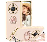 TVVTPU Mobile Phone Case with Strap for Honor Magic 6 Lite 5G/Honor X9b, Mobile Phone Case with Ring Stand, Shockproof, Scratch-Resistant TPU Bumper, Outdoor, Protective Case with Cord for Hanging