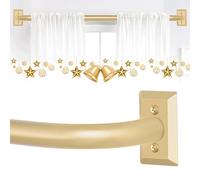 TVWOO Gold Wrap Around Curtain Rods 48 to 90 Inch:Blackout Adjustable Window Curtain Rod,Room Darkening Heavy Duty Curved French Metal Single Drapery Rods for Bedroom Kitchen Easy Install,Brass Gold