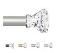 TVWOO Silver Curtain Rods 66 to 120 Inch,3/4 Inch Adjustable Curtain Rod Set,Modern Single Window Curtains Rods,Heavy Duty Curtain Rods,Acrylic Finials Decorative Drapery Rods 36-120”,Antique Silver