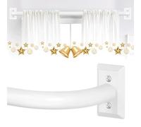TVWOO White Wrap Around Curtain Rods 28 to 48 Inch:Blackout Adjustable Window Curtain Rod,Room Darkening Heavy Duty Curved French Metal Single Drapery Rods for Bedroom Kitchen Easy Install,Pure White