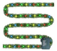 TW SHINE 30 FT Pre-Lit Christmas Garland Decorations, 100 LED Lighted Artificial Pine Garlands with 8 Modes, Green Garland for Indoor Outdoor Door Home Stairs Holiday Decor, Multi-Colored