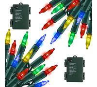 TW Shine Battery Operated Christmas Lights, 2 Pack Total 100 LED 32FT Battery Operated String Lights with 8 Modes, Xmas Lights for Outdoor Indoor Wedding Party Home Decorations, Multi-Colored