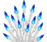 TW SHINE Christmas String Lights, 20FT 100 Count Incandescent White Wire Christmas Mini Lights, Waterproof Xmas String Lights for Outdoor Indoor Home Party Yard Decorations, Blue