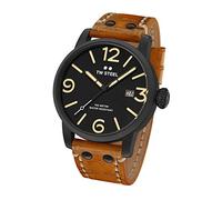 TW Steel Maverick Men Quartz Watch with Black Dial Analogue Display and Brown Leather Strap MS31