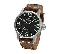TW Steel Maverick Men's Quartz Watch with Black Dial Analogue Display and Brown Leather Strap MS12