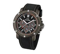 TW Steel Men's Quartz Watch with Black Dial Chronograph Display and Black Silicone Strap TS4