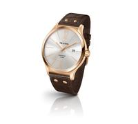 TW Steel Slim Line Men's Quartz Watch with Silver Dial Analogue Display and Brown Leather Strap TW1304