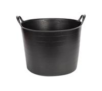 TW Wholesale Flexi Tub Bucket Heavy Duty Flexible Eco Recylable Polyethylene Reinforced Handles Garden, Soil, Bricks, Rubble, Animal Feed, Home DIY, Weather Resitant Bucket Tubs (Black, 65L)