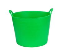 TW Wholesale Flexi Tub Bucket Heavy Duty Flexible Eco Recylable Polyethylene Reinforced Handles Garden, Soil, Bricks, Rubble, Animal Feed, Home DIY, Weather Resitant Bucket Tubs (Green, 26L)