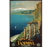 TW12 Vintage 1927 Taormina Sicily Italian Italy Travel Poster Re-Print - A4 (297 x 210mm) 11.7" x 8.3"