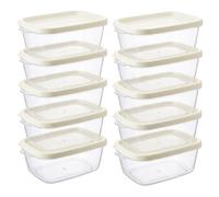 TW1TGOFT 10Pcs Food Storage Container Set with Lid - 550ML Per Plastic Food Container Airtight Box Rectangle Leakproof PP Food Prep Storage Sets Reusable for Microwave Freezer Dishwasher School/Work