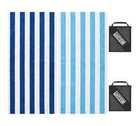 TW1TGOFT Beach Towels Cotton for Adults - 2Pack 150x75cm Absorbent Extra Large Beach Towel & 2 Mesh Bag Lightweight Quick-Dry Beach Towels for Swim Travel Gym (Blue Strips)