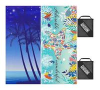 TW1TGOFT Beach Towels Cotton for Adults - 2Pack 200x90cm Absorbent Extra Large Beach Towel & 2 Mesh Bag Lightweight Quick-Dry Beach Towels for Swim Travel Gym (Tree & Starfish)