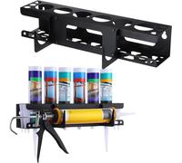 TW1TGOFT Silicone Tube Holder Storage - Wall Mount Caulking Tube Racking for 6 Tubes & Gun, Silicone Sealant Gun & Vans Storage Solutions for Workshop Garage Home, 41.3x11.5x10cm