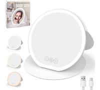 TW1TGOFT Travel Makeup Vanity Mirror - 18.5cm Rechargeable Cosmetic Tabletop Mirror Portable Folding Mirror with Stand Tabletop LED Mirrors, 3 Color Lighting, Dimmable Touch