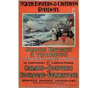 TW31 Vintage Calais Dover Boulogne Folkstone South Eastern & Chatham Railway Travel Poster Re-print - A3 (432 x 305mm) 16.5" x 11.7"