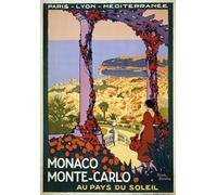 TW80 Vintage 1920 Monaco Monte-Carlo Au Pays Du Soleil Travel Poster Re-Print - A1 (841 x 610mm) 33" x 24"