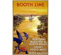 TW94 Vintage 1930's Booth Line To Portugal, Madeira & North Brazil Amazon Cruise Ship Travel Poster Re-Print - A2+ (610 x 432mm) 24" x 17"