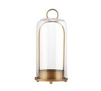 Twakutwaku 12" High Versatile Modern Metal Hurricane Lantern with Handmade Sturdy Glass Dome in Antique Brass for Pillar Candle & Plants, Industrial, Farmhouse, Shabby Chic (Brass, 5"x12")
