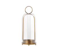 Twakutwaku 16" High Versatile Modern Metal Hurricane Lantern with Handmade Sturdy Glass Dome in Antique Brass for Pillar Candle & Plants, Industrial, Farmhouse, Shabby Chic (Brass, 6.3"x16.5")
