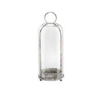 Twakutwaku 16" High Versatile Modern Metal Hurricane Lantern with Handmade Sturdy Glass Dome in Rustic Black for Pillar Candle & Plants, Industrial, Farmhouse, Shabby Chic