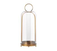 Twakutwaku 20" High Versatile Modern Metal Hurricane Lantern with Handmade Sturdy Glass Dome in Antique Brass for Pillar Candle & Plants, Industrial, Farmhouse, Shabby Chic (Brass, 7.5"x20")