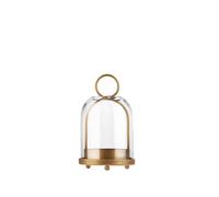 Twakutwaku 7.5" High Versatile Modern Metal Hurricane Lantern with Handmade Sturdy Glass Dome in Brass for 2" Pillar Candle & Plants, Industrial, Farmhouse, Shabby Chic (Brass, 4" x7.5 for 2" Pillar)