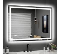 Twalsu LED Mirror for Bathroom 48x36 Lighted Bathroom Vanity Mirrors with Lights, Brighter Frontlit and Backlit Anti-Fog Mirror, Tempered Glass, Dimmable 3 Colors Light Modes, Memory Function