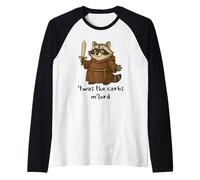 TWAS The Carbs M Lord Funny Meme Medieval Raccoon Carb Joke Raglan Baseball Tee