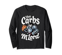 'TWAS The Carbs M'Lord Funny Pizza Cat Knight Long Sleeve T-Shirt