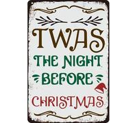 Twas the Night Before Christmas Metal Tin Sign Santa Claus Sign Cafe Bar Home Christmas Retro Wall Decor 8x12 Inch