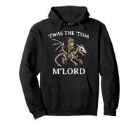 'TWAS The 'Tism M'Lord Frog Riding Skeleton Dragon Medieval Pullover Hoodie
