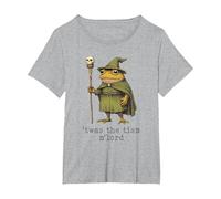 'TWAS The 'Tism M'Lord Funny Wizard Frog Witch T-Shirt, Women's Plus, Heather Grey, 3X