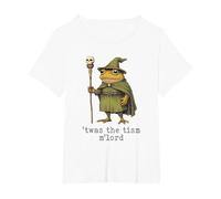 'TWAS The 'Tism M'Lord Funny Wizard Frog Witch T-Shirt, Women's Plus, White, 3X