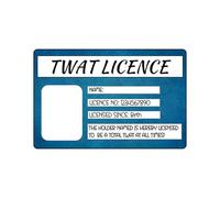 Twat Licence, Novelty Gift Card, Funny Stocking Filler, Secret Santa Gift, Novelty Licence, Funny Keepsake Card, Blue Card