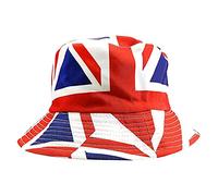 Twaynorb Queen's Jubilee Union Jack Hats, Union Jack Flag Union Jack Flag Hat, Union Jack Unisex Reversible Bucket Hat (B)