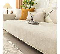 Twaynorb Sofa Cover, Herringbone Chenille Fabric Furniture Protector Non Slip Sofa Cover 1 2 3 Seater (Beige,90 * 120cm)