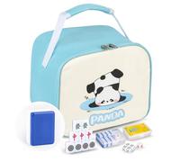 TWBTC Chinese Small Mahjong Set 1.25" (32mm) Royal Azure - 144 Durable Melamine Tiles with Travel Handbag, Mahjong Mat, 8 Blank Spares | Complete Portable Game Set for Travel & Family