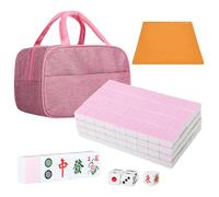 TWBTC Chinese Small Pink Mahjong Sets, 144 + 8 Melamine Tiles 1.2"(30mm) with Portable Travel Handbag Complete Mahjong Game Set - (Mah Jong, Mahjong, 粉色中国麻将)