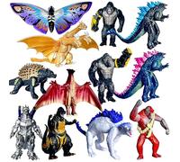 TwCare Set of 12 Godzilla x Kong: The New Empire, Dinosaur Dragon Toys Action Figures, Evolved Basic Exquisite Battle Roar B.E.A.S.T. Glove Shimo Frost Bite Mecha King Ghidorah Cake Toppers Pack