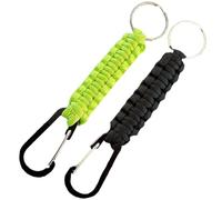 Twcyws Paracord Keyrings With Carabiner Keyring Clip - 2 Pack keyring for backpack, Survival, Camping - Paracord Key Chain key holder - Black-Light Green