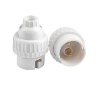 TWDRTDD B22 Bayonet Lamp Holder, BC,Bayonet Cap B22 Light Bulb Socket in Traditional Style with Shade Ring,10mm Threaded Bottom Entry (White,Pack of 2)