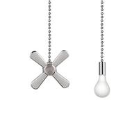 TWDRTDD Ceiling Fan Pull Chains, 2 Pieces Pull Chain Connector,Fan and Light Bulb Beaded Shaped Pendant with 3mm Diameter Copper Beaded Ball (Nickel, 12inch)