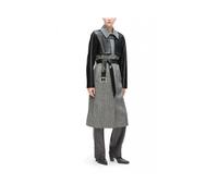 Tweed and Faux-Leather Coat - female - Karl Lagerfeld - Belted Coats - Gray - M - Coats M