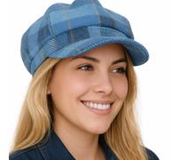 Tweed Baker Boy Hat Blue Plaid Newsboy Cap CRAGGI Hat