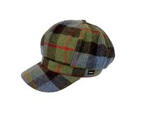 Tweed Baker Boy Hat Olive Plaid Newsboy Cap Elasticated Back Womens Hat by CRAGGI