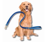 Tweed & Blue Leather Dog Lead, Large Dogs & Puppies, Handcrafted in UK, Vegetable-Dyed Italian Leather and Genuine Harris Tweed Luxury Designer Pet Leash (Large)