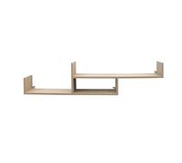 Tweed Floating 2-Tier Shelf Kit | Large & Spacious Double Wall Rack Wood Display Storage Unit with 3 Compartments | Light-Oak Effect Finish | Organiser for Bedroom, Bathroom, Living Room, Kitchen